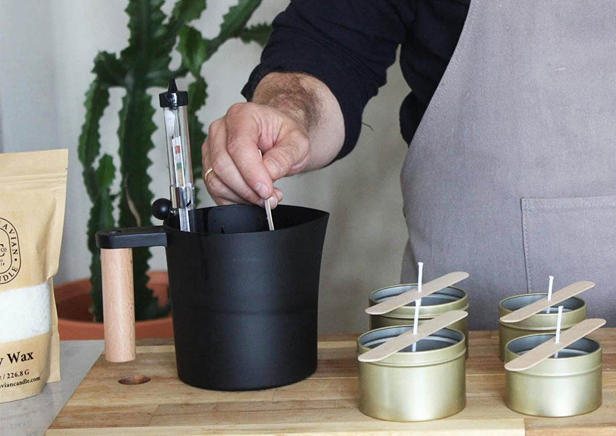 Steps to prevent tunneling in candle making: proper wick trimming and using a heat-resistant container
