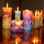 Crafting a radiant MAKING ACRYLIC CANDLE with unique color swirls and intricate designs